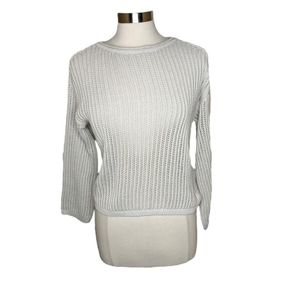 Club Monaco Light‎ Beige Open Knit Pullover Sweater Women's Medium Minimalist - Picture 1 of 9
